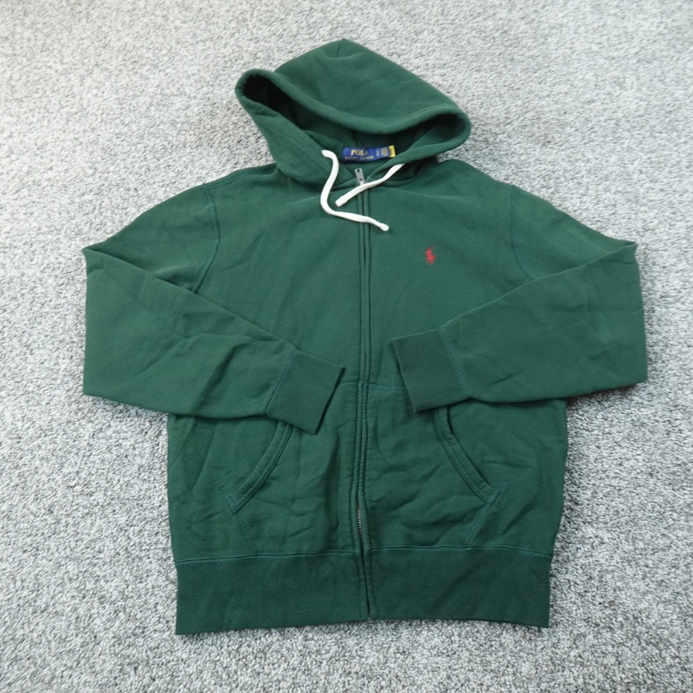 Polo Ralph Lauren Hoodie Mens S Green Full Zip Fleece Pony Sweatshirt Jacket Top